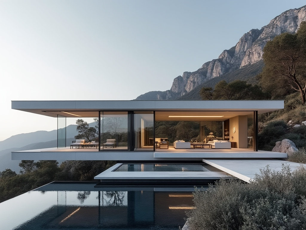 Modern Villas design: cantilevered villa above a valley